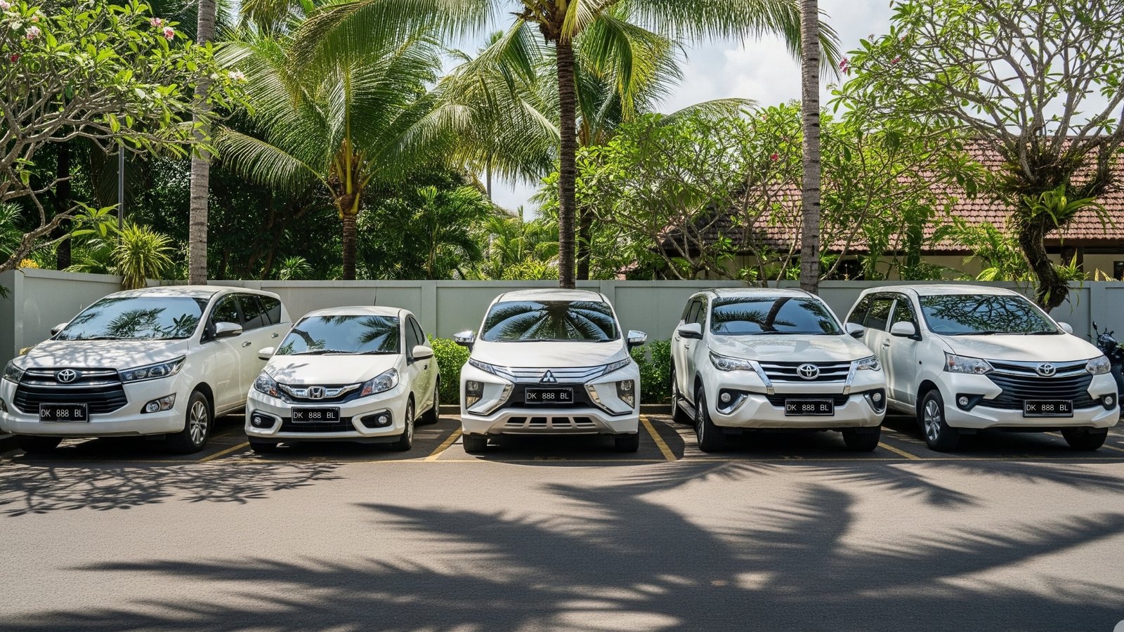 Pilihan luas mobil rental di Bali, termasuk mobil kota, SUV, dan MPV keluarga dari Bali Rental Sewa Mobil.